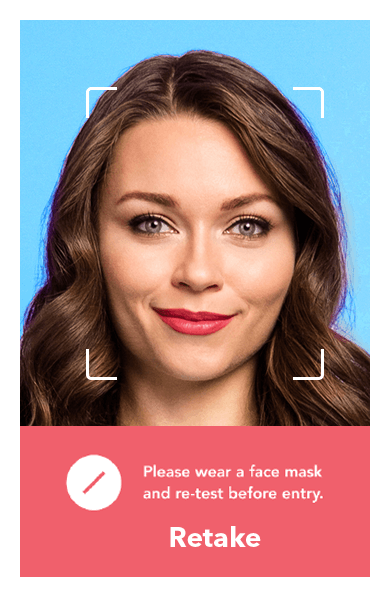 Unmittelbare Begrüßung der Person mit Gesichts- und Maskenerkennung Unmittelbare Begrüßung der Person mit Gesichts- und Maskenerkennung